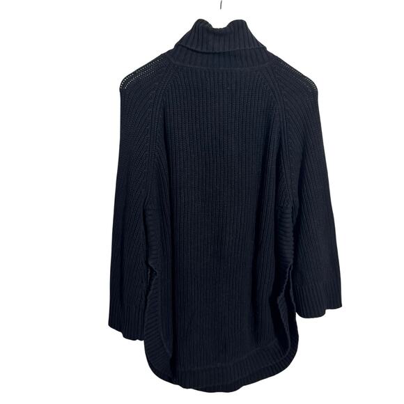 UGG Sweater Women S Black Knit Kangaroo Pocket Minimal Modest Boho Tunic Turtle - Picture 2 of 8